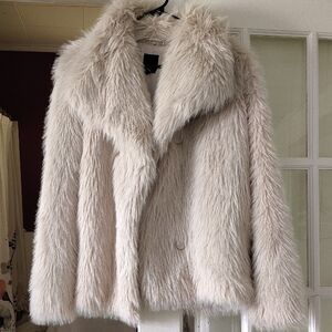 Vera Wang Women's Faux Fur Jacket - Cream